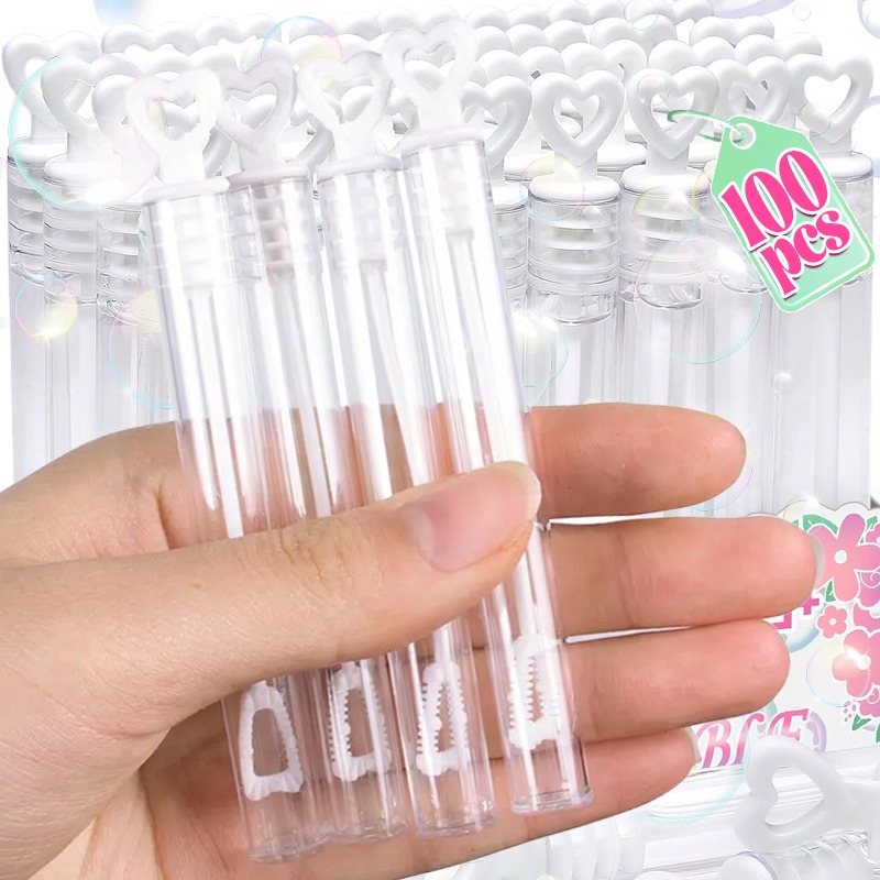 Soap Making Jar - 100/10 個ミニラブハート形チューブバブル石鹸ボトルバブルワンド結婚式のギフトゲストのための誕生日パーティーの装飾子供のおもちゃ