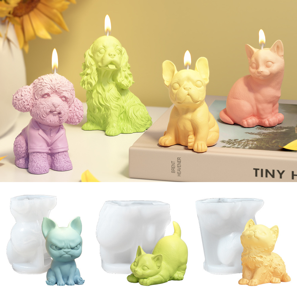 Soap Making Scents - 座っているラブラドール子犬シリコーン型香りキャンドル動物猫樹脂型子猫石膏作り笑顔犬の形の誕生日プレゼント