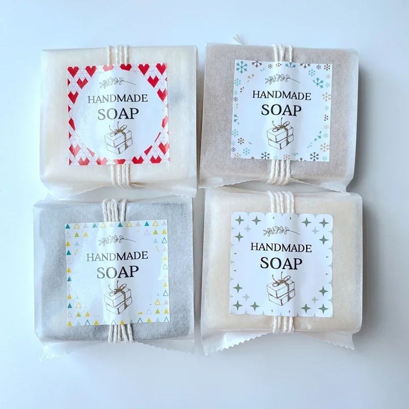 Kraft Soap Label - 手作り石鹸包装袋ステッカー Customzied ロゴラベル白紙袋耐油 100 ピース/ロット