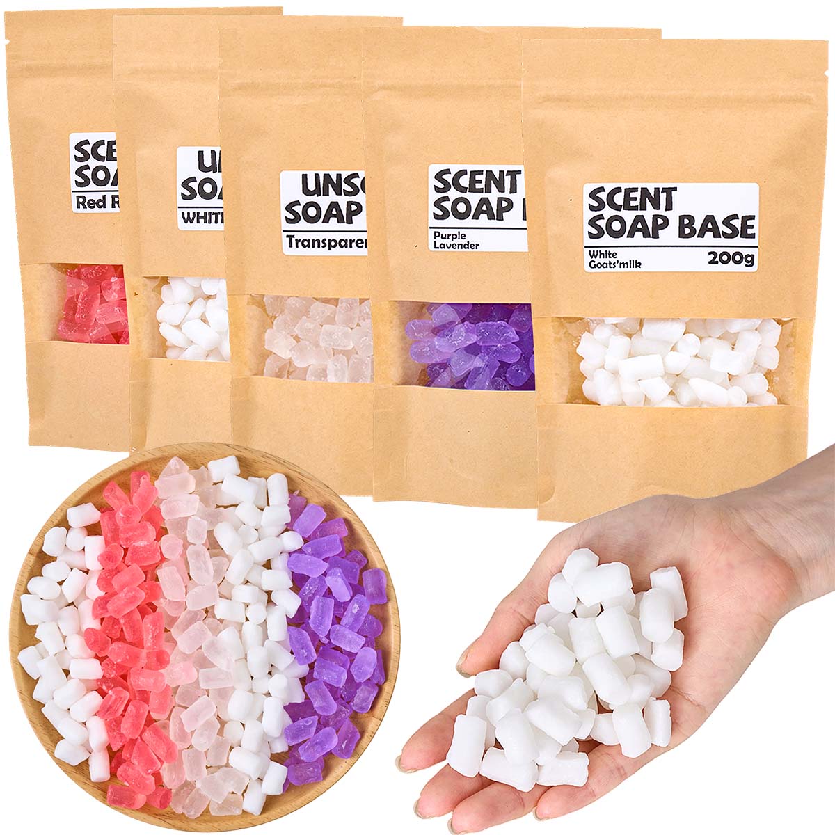 Soap Making Glycerin - 200g カラーグリセリンソープベース DIY 手作り ローズ ラベンダー