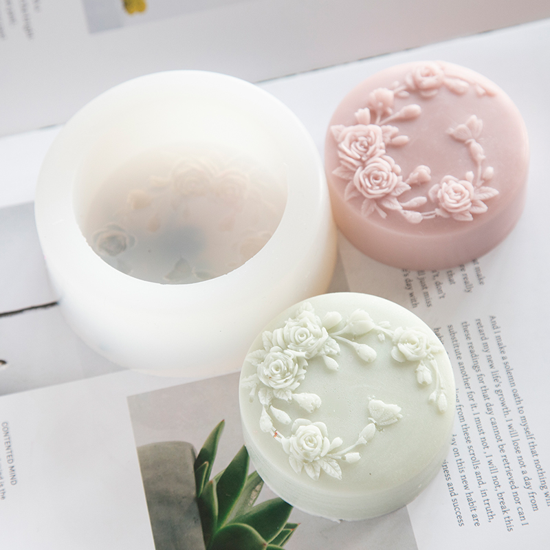 Soap Making Scents - ラウンド形状バラの花手作り石鹸シリコーン型牡丹バラの花石鹸金型香りキャンドル樹脂石膏型