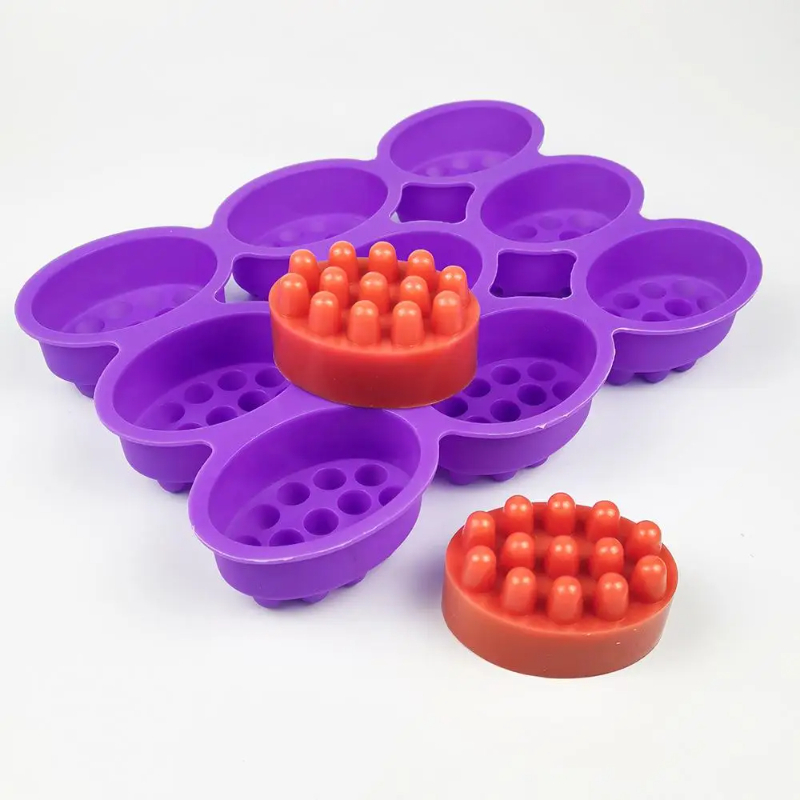Soap Making Glycerin - シリコンソープモールド 手作りオーバルマッサージソープ 9等分 バスビューティー DIY グリセリンソープモールド