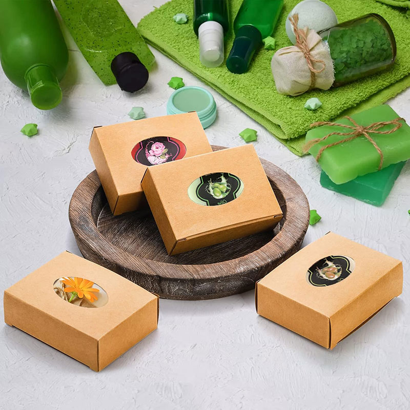 20/30 個ミニクラフト紙ボックス窓付き、ラウンド石鹸包装 - Kraft Soap Label のレビューと価格