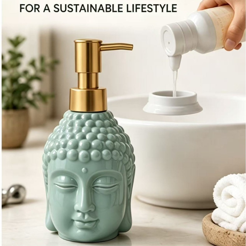 セラミックソープディスペンサー禅瞑想ヘッド型ローションボトル - Soap Making Jar のレビューと価格