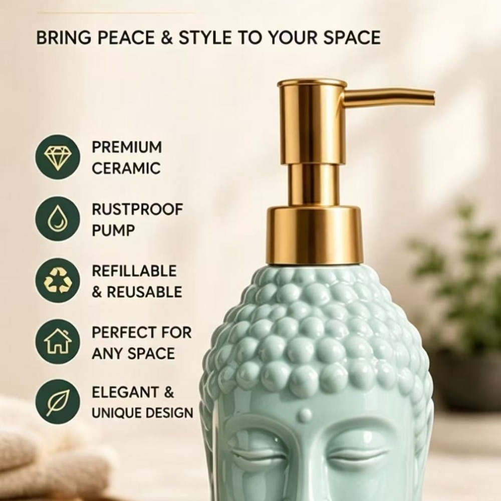 セラミックソープディスペンサー禅瞑想ヘッド型ローションボトル - Soap Making Jar のレビューと価格