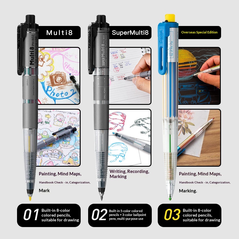 ぺんてる マルチ 8 in 1 カラーメカニカル色鉛筆 2. - Staedtler Pencil Lumocolor のレビューと価格