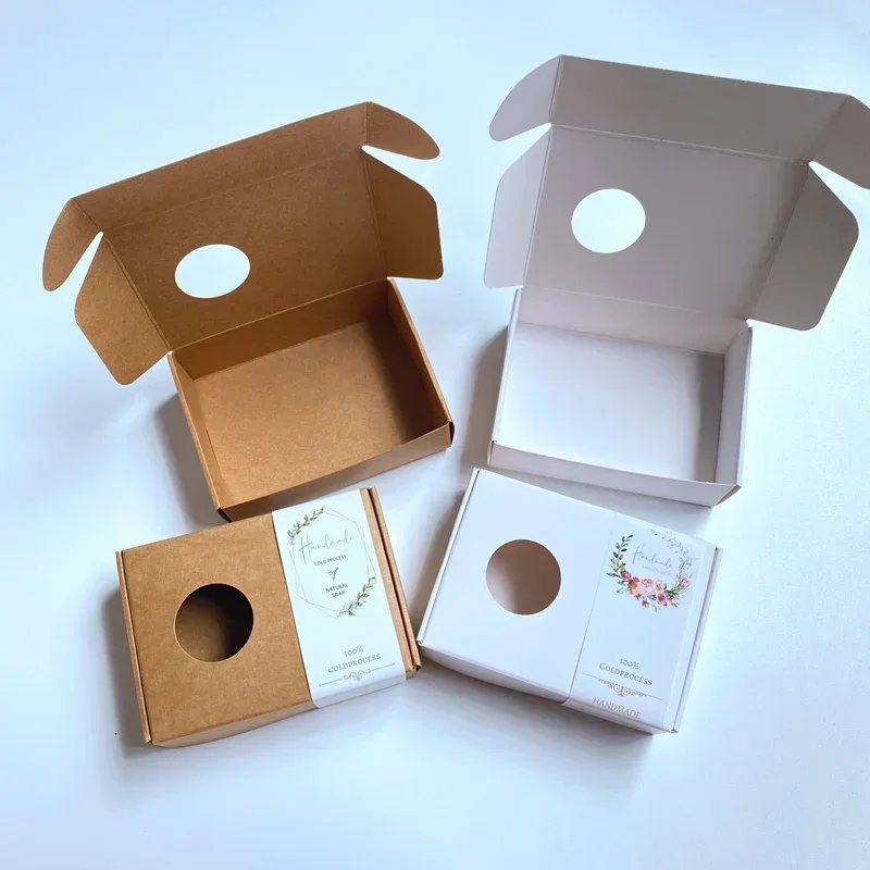 50 個クラフトボックス丸窓手作り石鹸包装ボックス結婚式のキ - Kraft Soap Label のレビューと価格