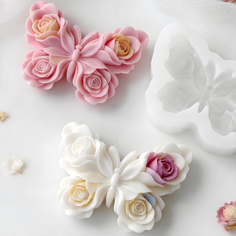 DIY ローズバタフライフォームシリコーン型手作りアロマキャ - Soap Making Scents のレビューと価格