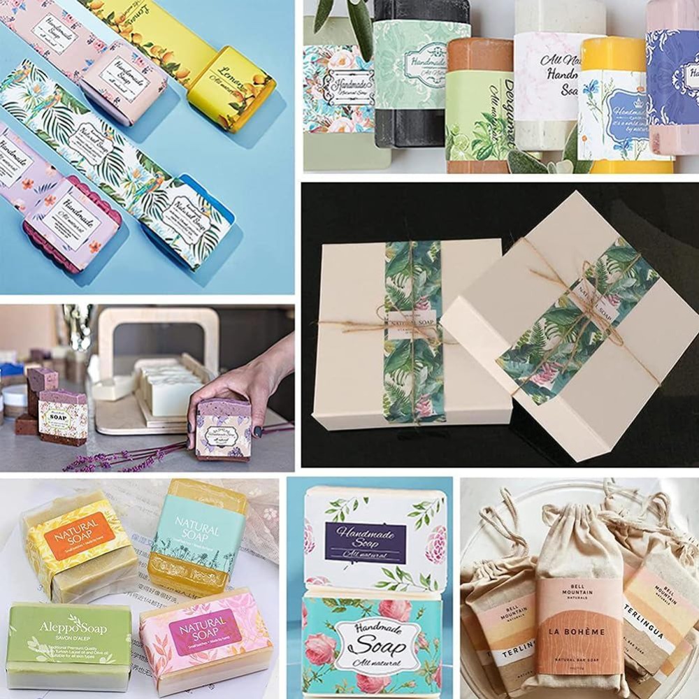 90枚入り手作りラップラベルテープ 9種類の花柄クラフト紙石 - Kraft Soap Label のレビューと価格