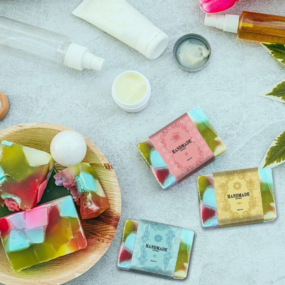 90枚入り手作りラップラベルテープ 9種類の花柄クラフト紙石 - Kraft Soap Label のレビューと価格